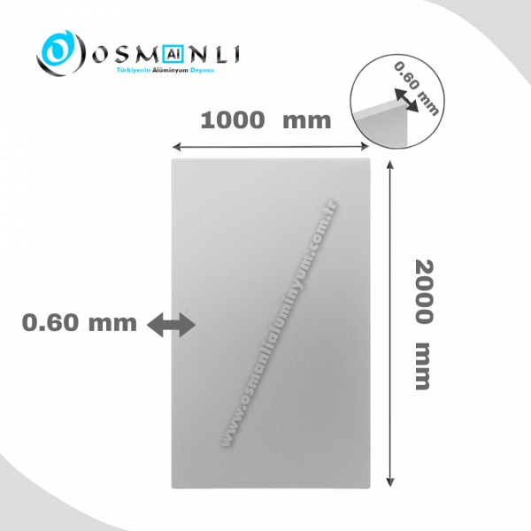 1000 mm *2000 mm    0.60 mm kalınlık 1050 Al&uuml;minyum Levha Plaka