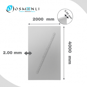 2000 mm 4000 mm    2.00 mm kalınlık 1050 Al&uuml;minyum levha plaka